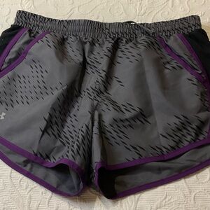 Under Armour Gray Athletic Shorts with Purple Trim